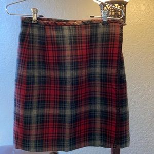Eddie Bauer Red and Black Plaid Wool Skirt